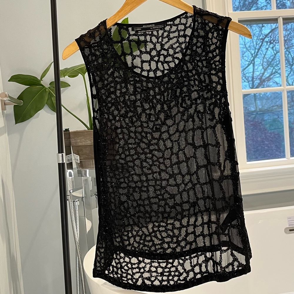 All saints sheer beaded top